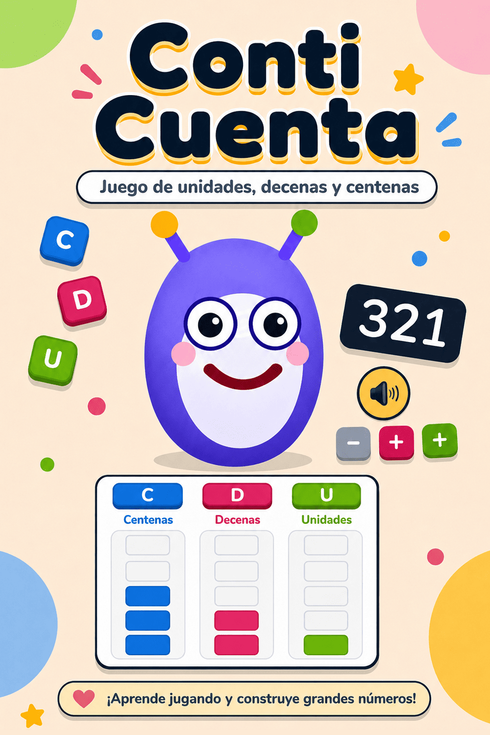 Conti Cuenta — construye números con unidades, decenas y centenas