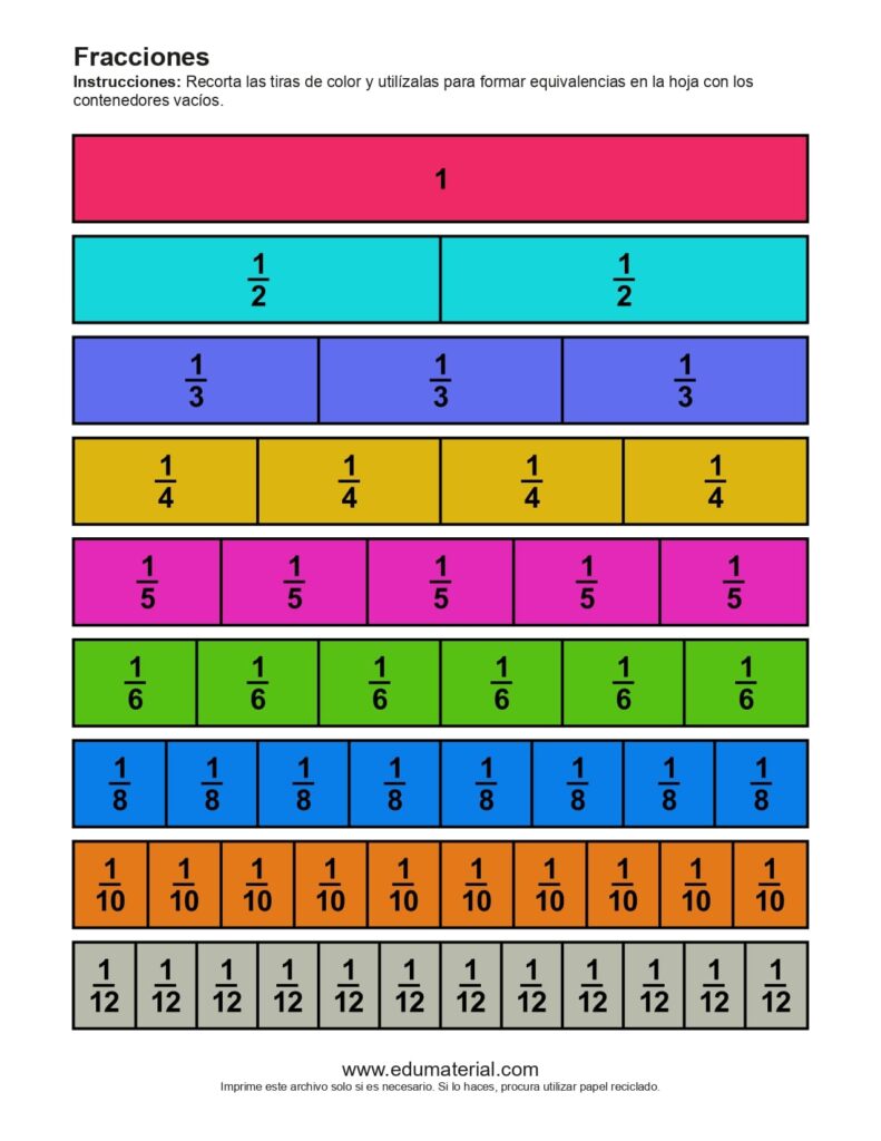 Fracciones En Tiras (Set 1)