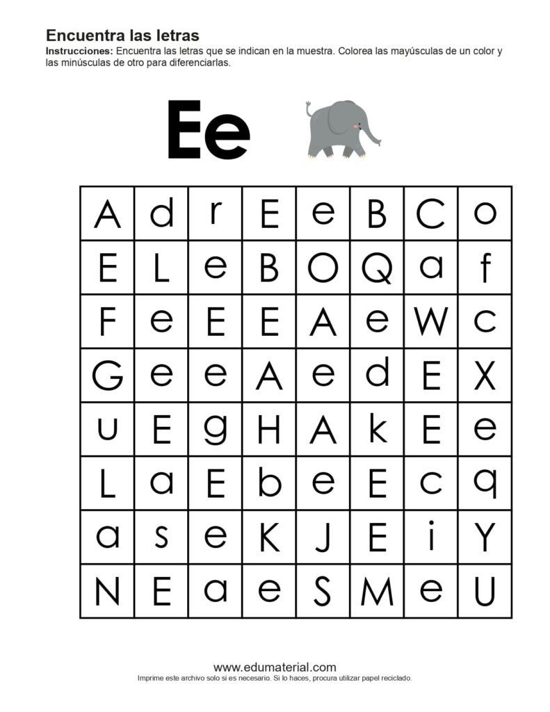 Encuentra Las Letras: E (Set 1)
