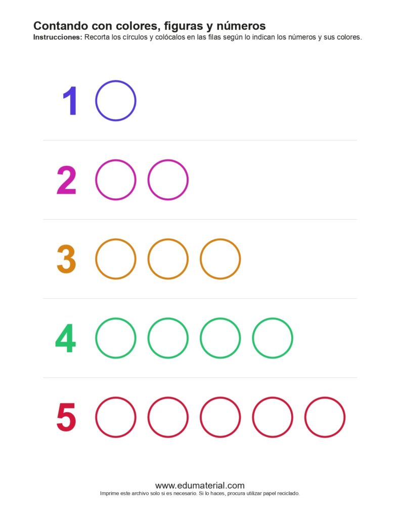 Contando con colores, figuras y números (Set 1)